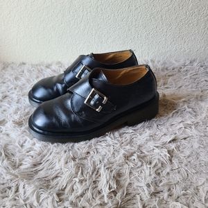 Dr Martens Vintage Black Leather Monk Strap Docs Buckles Unisex Women’s Size 7 M